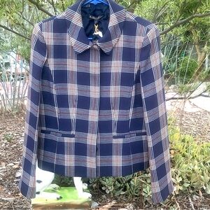 Brooks Brothers Navy Plaid Short Blazer